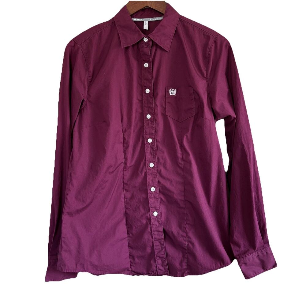 Cinch Women's Burgundy Western Button Up Long Sleeve Shirt Sz Large MSW9164030
